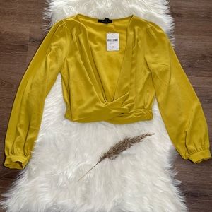 Forever 21 Mustard Long Sleeve Crop Top NWT Size Med